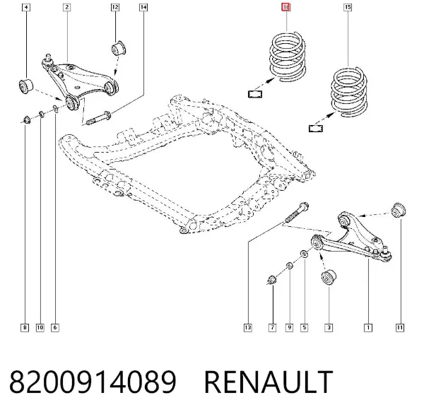 Передняя пружина 8200914089 Renault (RVI)