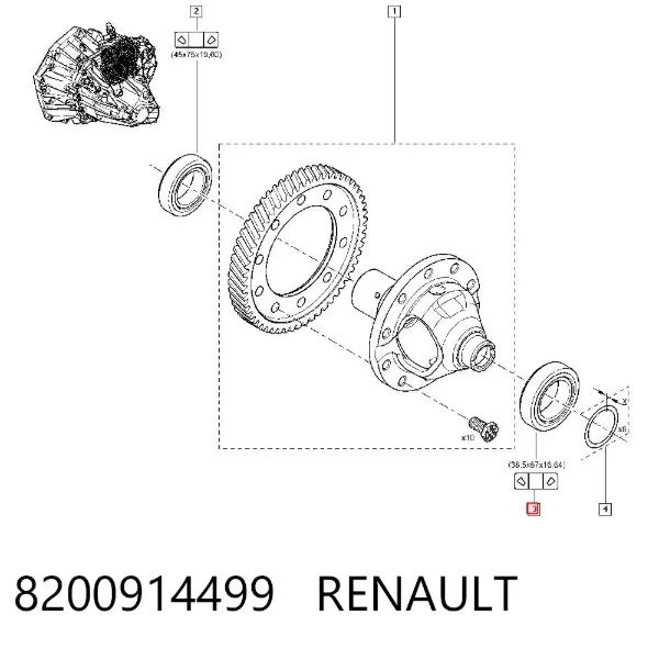 Подшипник дифференциала переднего моста 8200914499 Renault (RVI)