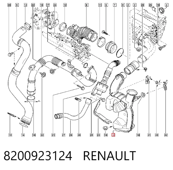 Резонатор воздушного фильтра 8200923124 Renault (RVI)