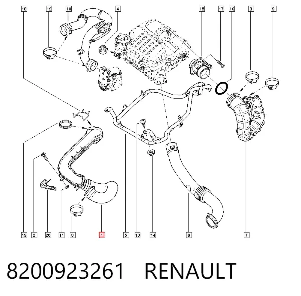 Патрубок интеркулера 8200923261 Renault (RVI)