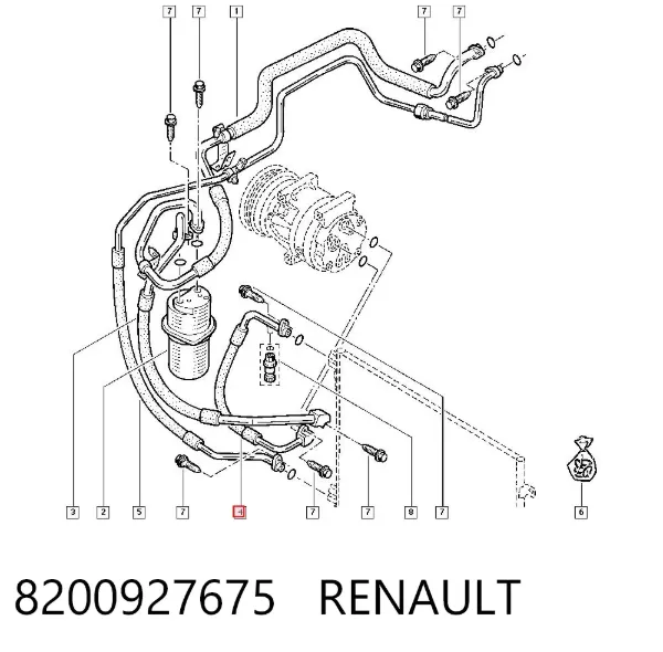 Шланг кондиционера, от компрессора к радиатору 8200927675 Renault (RVI)