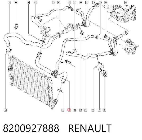 Нижний шлаг радиатора охлаждения 8200927888 Renault (RVI)