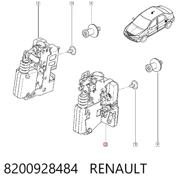Замок двери задней левой 8200928484 Renault (RVI)