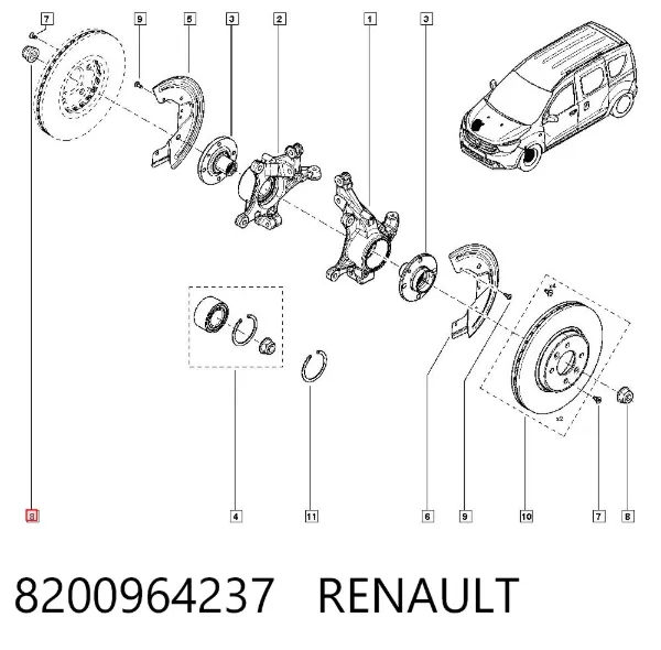 Гайка передней ступицы 8200964237 Renault (RVI)