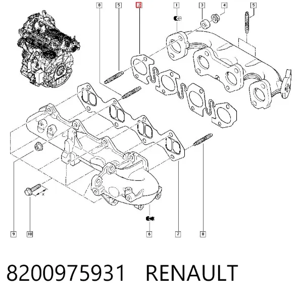 Прокладка коллектора 8200975931 Renault (RVI)