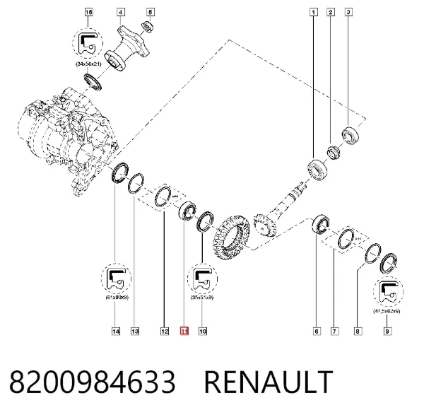Подшипник раздаточной коробки, входной шестерни 8200984633 Renault (RVI)