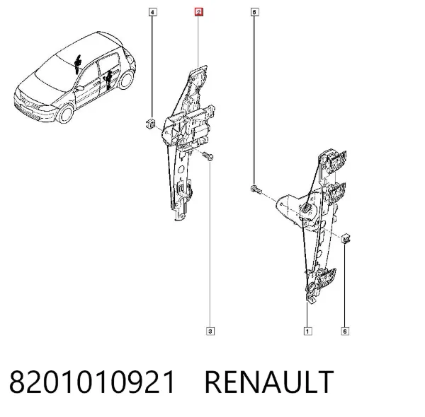 Механизм стеклоподъемника двери задней правой 8201010921 Renault (RVI)