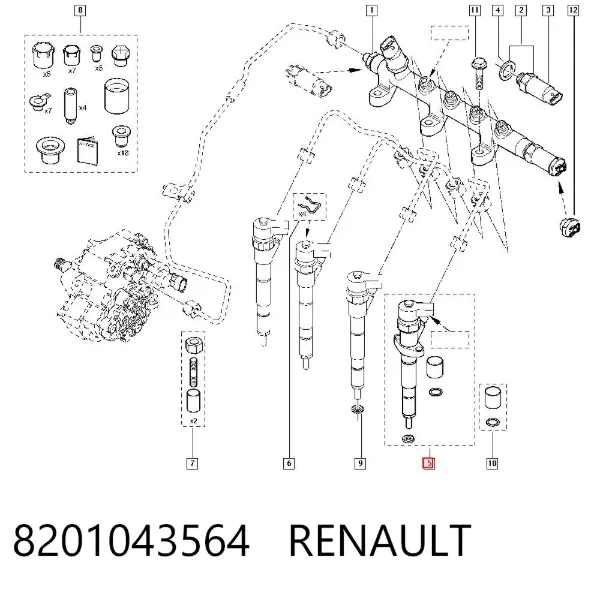 Топливные форсунки 8201043564 Renault (RVI)