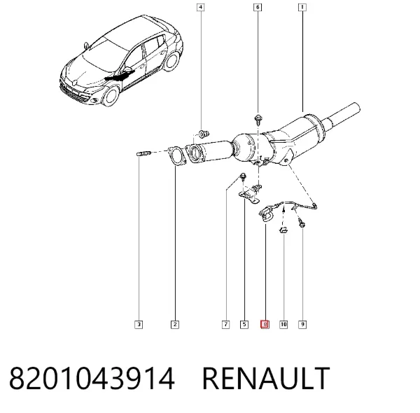 Датчик давления выхлопных газов 8201043914 Renault (RVI)