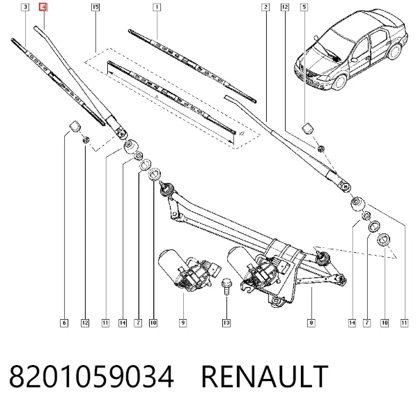 Поводок стеклоочистителя 8201059034 Renault (RVI)