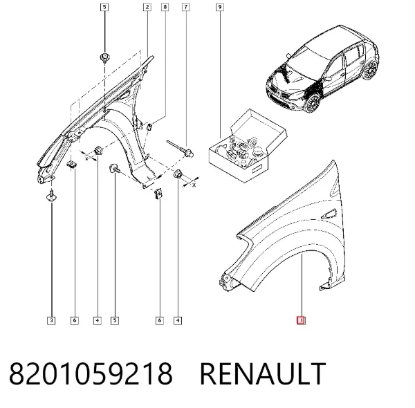 Крыло переднее левое 8201059218 Renault (RVI)