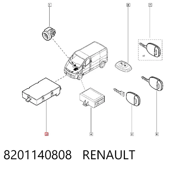 Модуль управления (ЭБУ) иммобилайзером 8201140808 Renault (RVI)