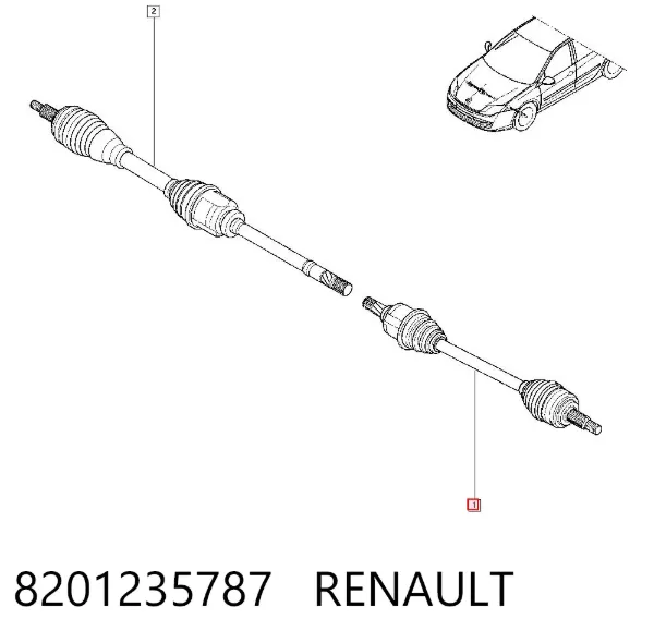 Левая полуось 8201235787 Renault (RVI)