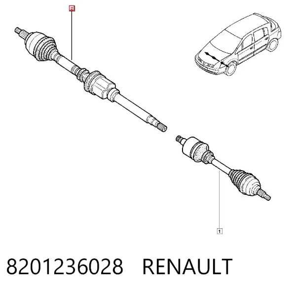 Правая полуось 8201236028 Renault (RVI)