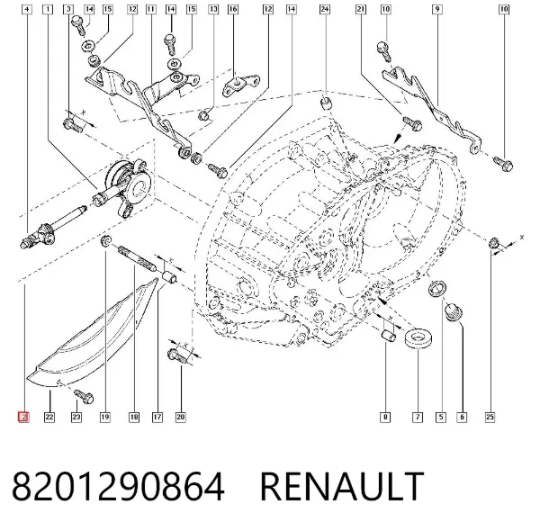 Рабочий цилиндр сцепления в сборе 8201290864 Renault (RVI)