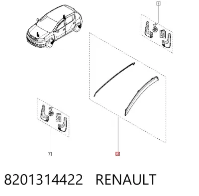Дефлектор окон на стекло двери, комплект 2 шт RENAULT 8201314422