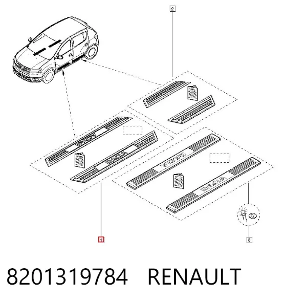 Комплект накладок дверного порога 8201319784 Renault (RVI)