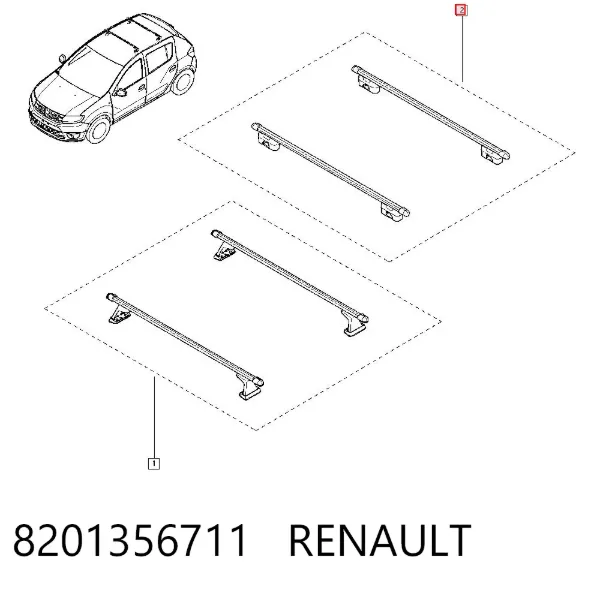 Поперечины багажника крыши, комплект 8201356711 Renault (RVI)