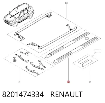 Дуги (пороги) боковые RENAULT 8201474334