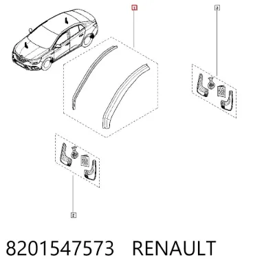 Дефлектор окон на стекло двери, комплект 2 шт RENAULT 8201547573