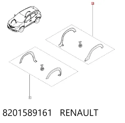 Молдинг-расширитель арки колеса, комплект RENAULT 8201589161