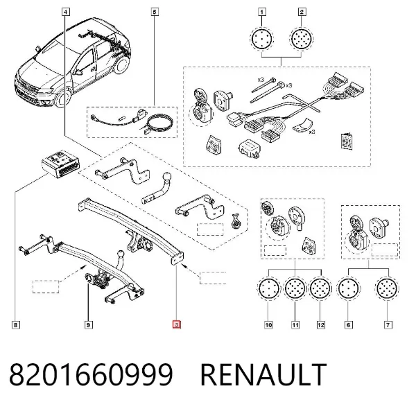 Траверса фаркопа 8201660999 Renault (RVI)