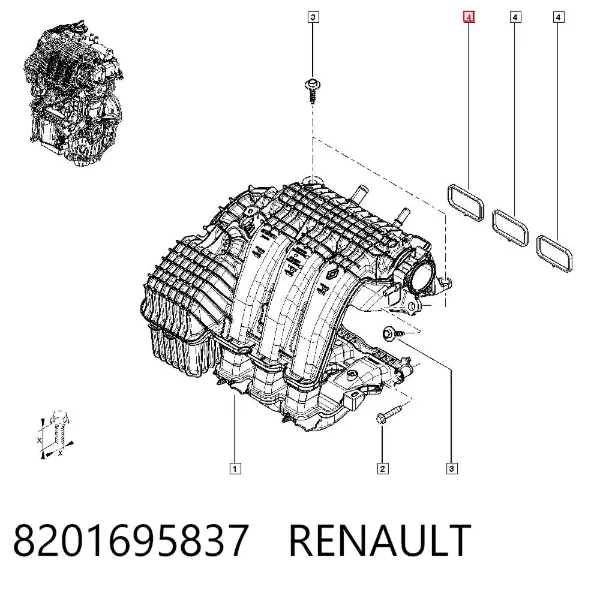 Прокладка впускного коллектора 8201695837 Renault (RVI)
