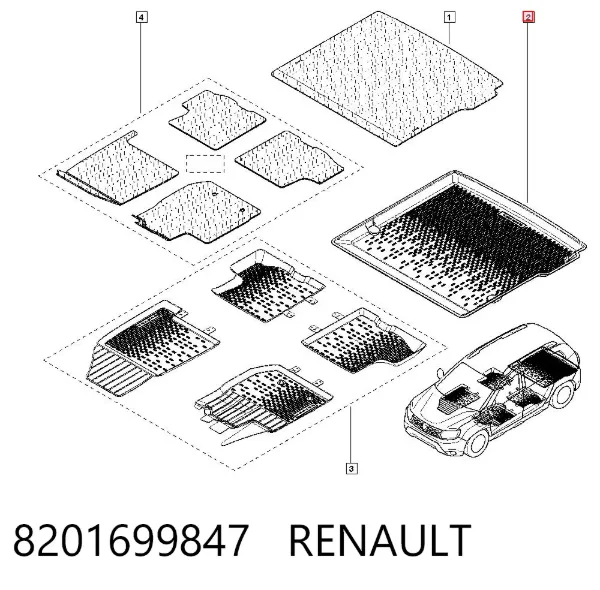 Коврик в багажник 8201699847 Renault (RVI)