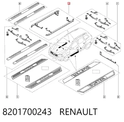 Дуги (пороги) боковые RENAULT 8201700243