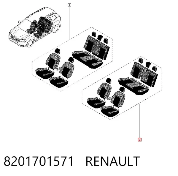 Чехлы сидений 8201701571 Renault (RVI)