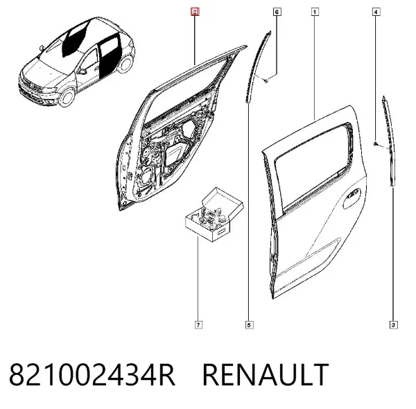 Дверь задняя правая 821002434R Renault (RVI)