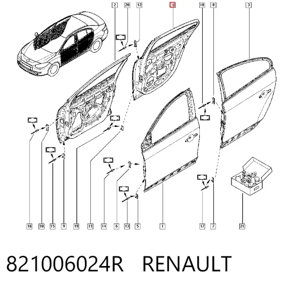 Дверь задняя правая 821006024R Renault (RVI)