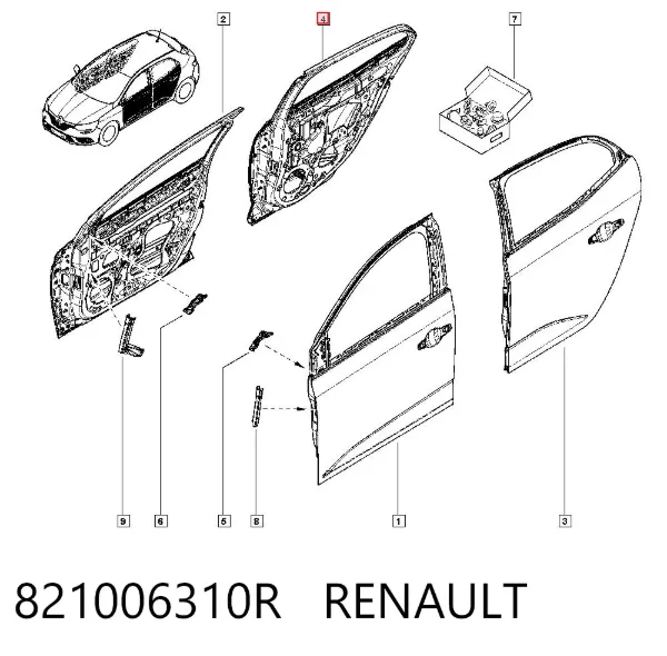 Дверь задняя правая 821006310R Renault (RVI)