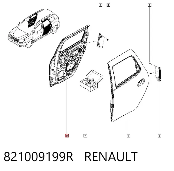 Дверь задняя правая 821009199R Renault (RVI)