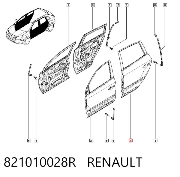 Дверь задняя левая 821010028R Renault (RVI)