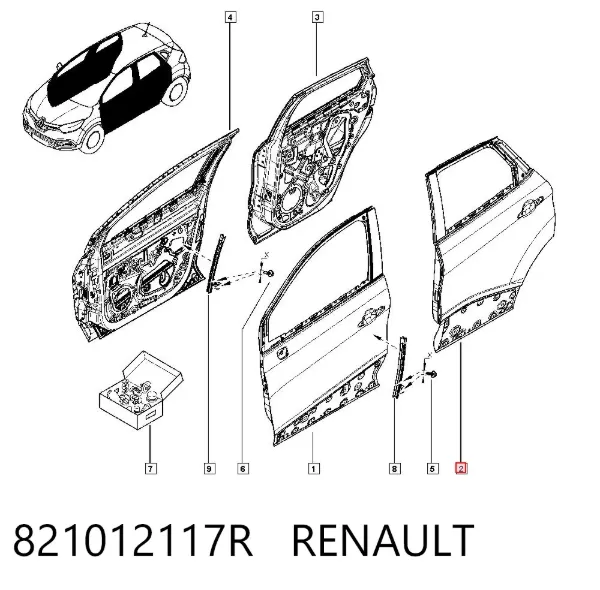Дверь задняя левая 821012117R Renault (RVI)