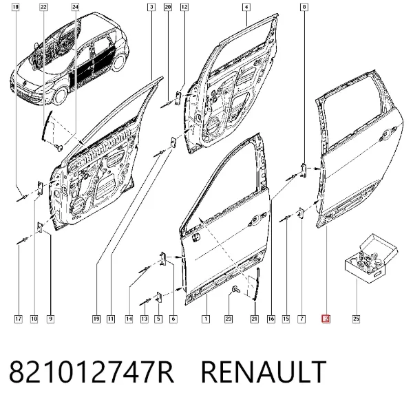 Дверь задняя левая 821012747R Renault (RVI)