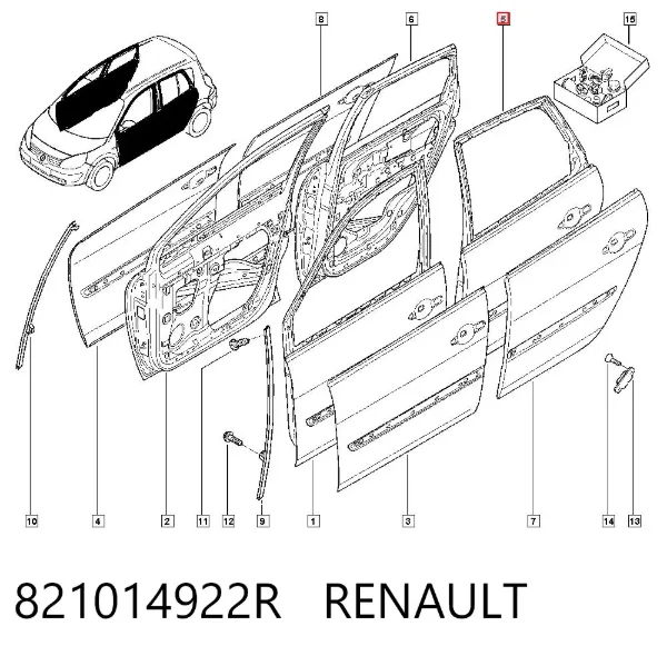 Дверь задняя левая 821014922R Renault (RVI)