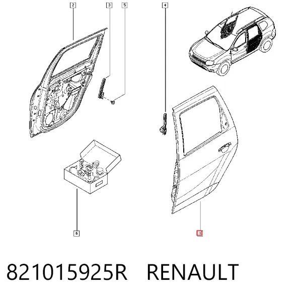 Дверь задняя левая 821015925R Renault (RVI)
