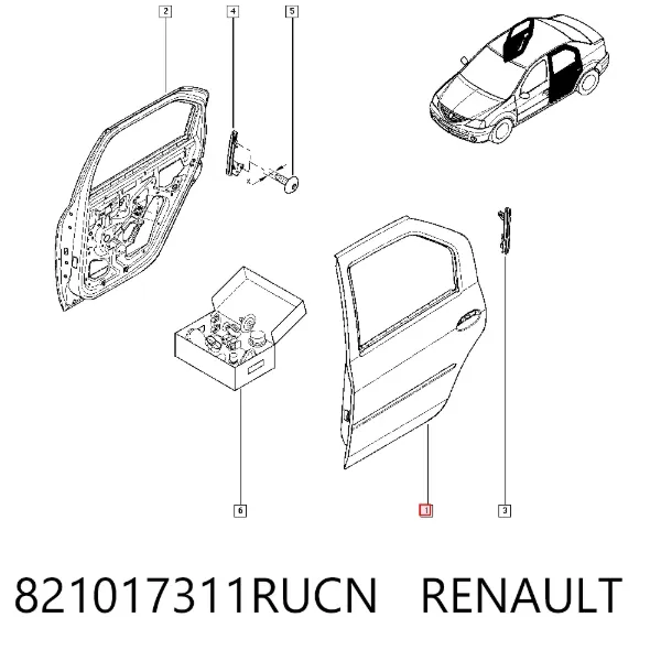Дверь задняя левая 821017311RUCN Renault (RVI)