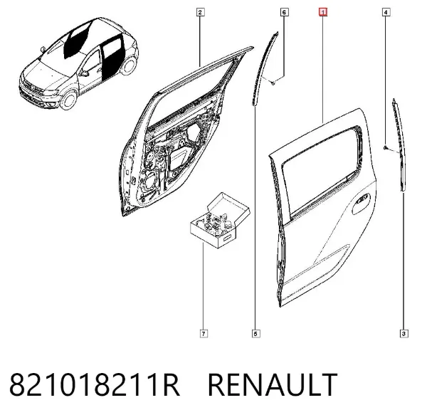 Дверь задняя левая 821018211R Renault (RVI)
