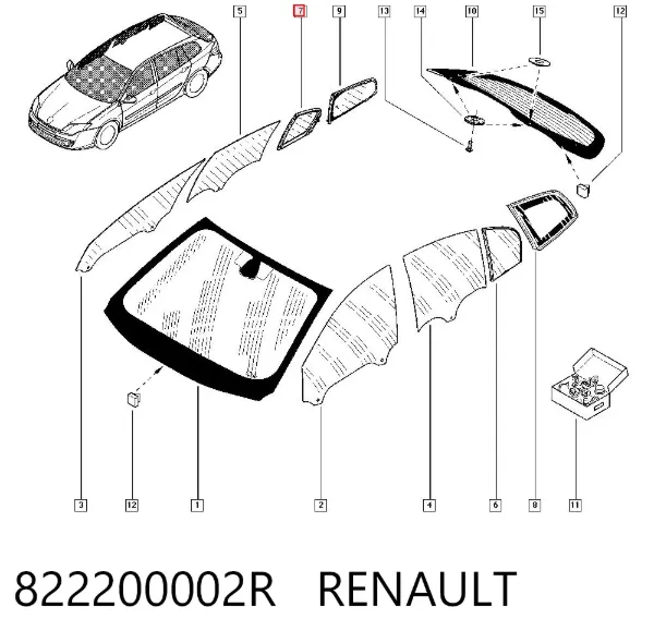 Стекло-форточка двери задней правой 822200002R Renault (RVI)