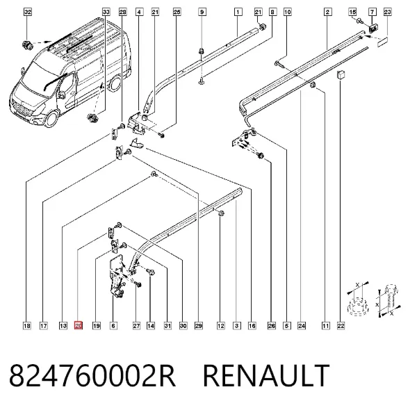 Ограничитель сдвижной двери, на кузове нижний 824760002R Renault (RVI)