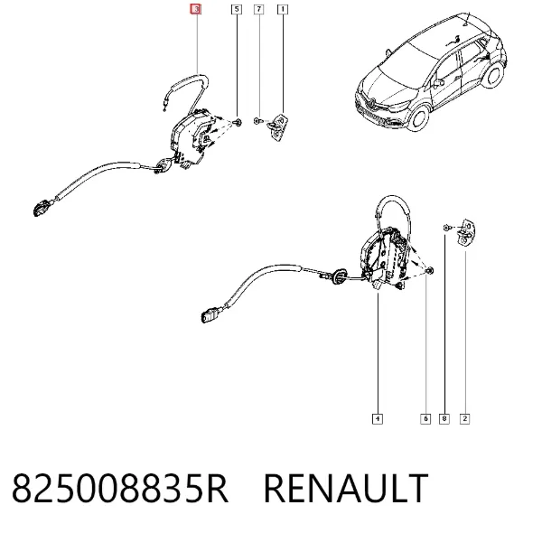 Замок двери задней правой 825008835R Renault (RVI)