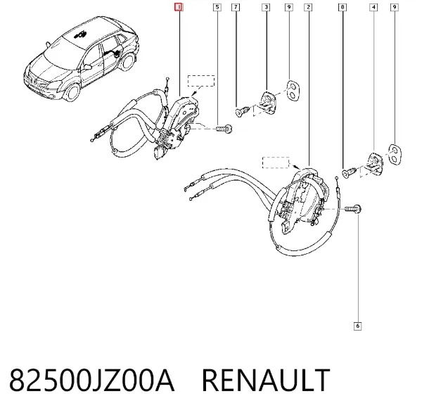 Замок двери задней правой 82500JZ00A Renault (RVI)