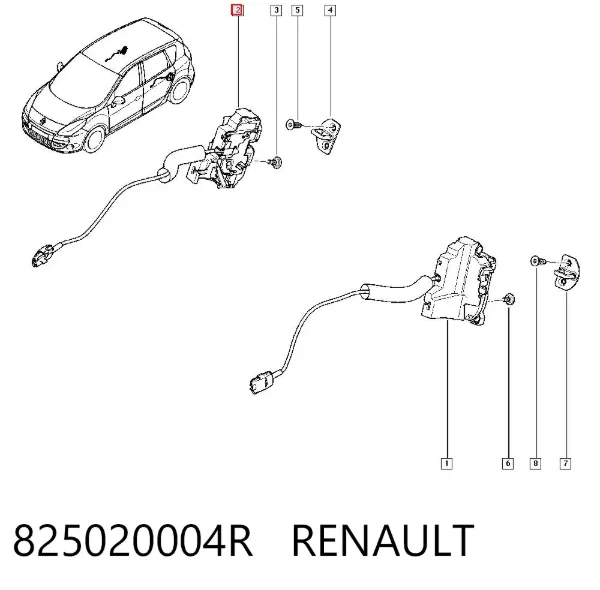Замок двери задней правой 825020004R Renault (RVI)