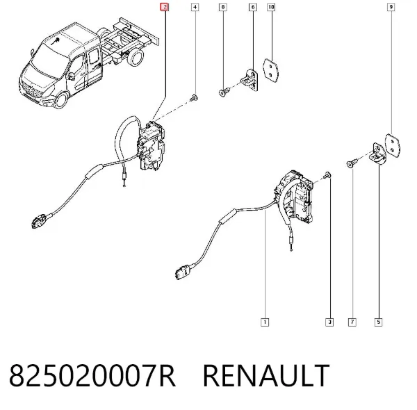 Замок передней правой двери 825020007R Renault (RVI)