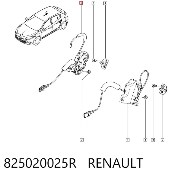 Замок двери задней правой 825020025R Renault (RVI)