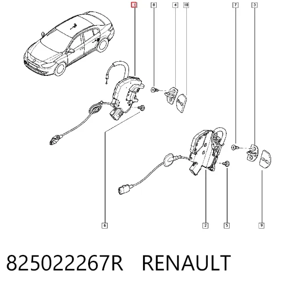 Замок двери задней правой 825022267R Renault (RVI)