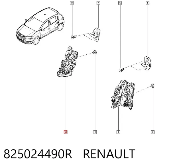 Замок двери задней правой 825024490R Renault (RVI)